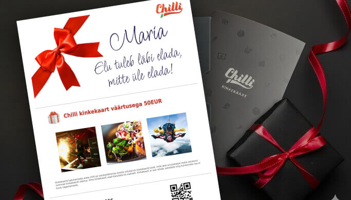 Электронная подарочная карта Chilli (25€, 50€, 100€)